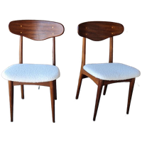 Set 2 Vintage Stoelen Nieuw Bekleed Teddy Deense Stoelen