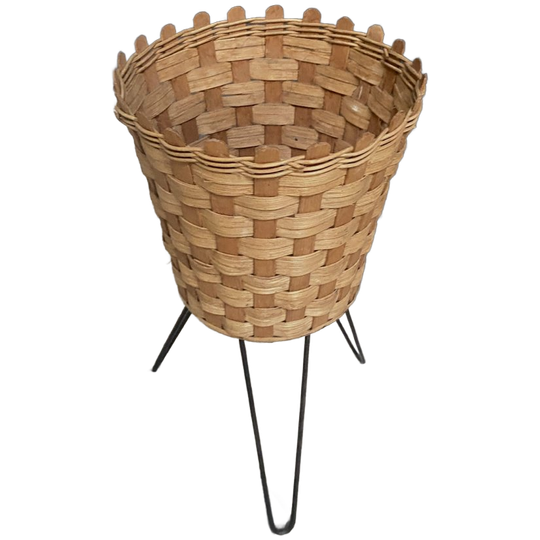 Wicker Basket On Metal Legs 1970S 1