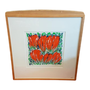 Zeefdruk Oranje Tulpen, Handgesigneerd Door Ad Van Hassel.