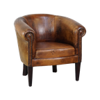 Stoere, Statige En Subtiele Vintage Schapenleren Clubfauteuil thumbnail 1