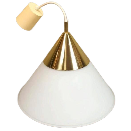 Vintage Melkglas En Goud Hanglamp, Glashutte Limburg 1