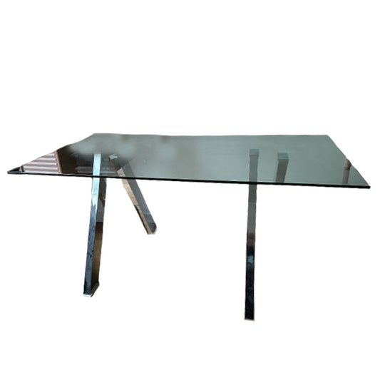 Glazen Bureau Met Aluminium Poten 1