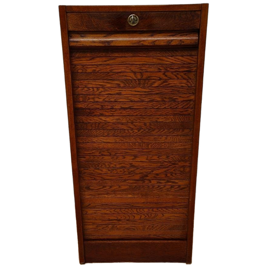 Vintage Antieke Houten Notariskast, Rolluikkast Dossierkast 1