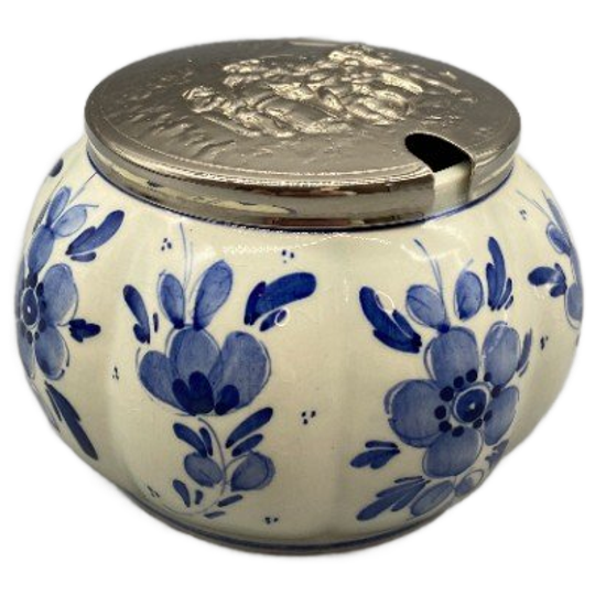 Vintage Delft's Confituur Pot Met Deksel 1