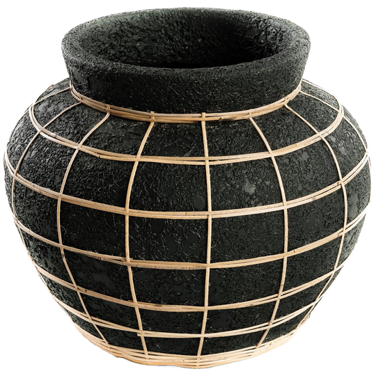 Bazar Bizar | De Belly Vaas - Zwart Naturel - L 1