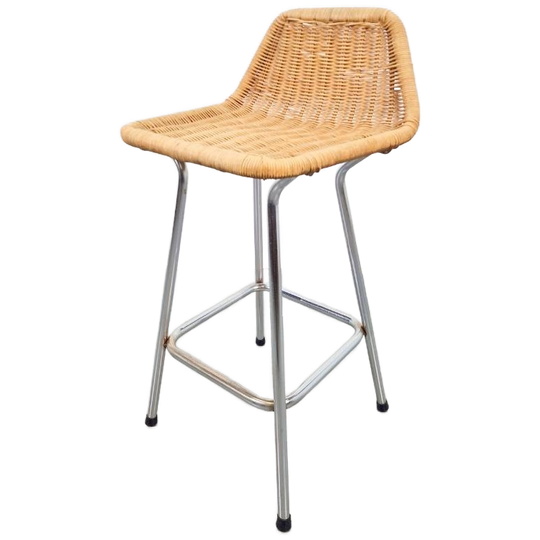 Vintage Rattan Barstool Rotan Barkruk Rohe Noordwolde ‘60 1
