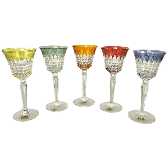 5 Gekleurde Kristallen Wijnglazen Kh Cristal 1