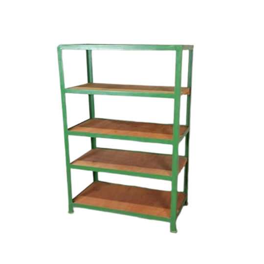 Vintage Metaal En Hout Stellingkast, Groen, Industriël 1