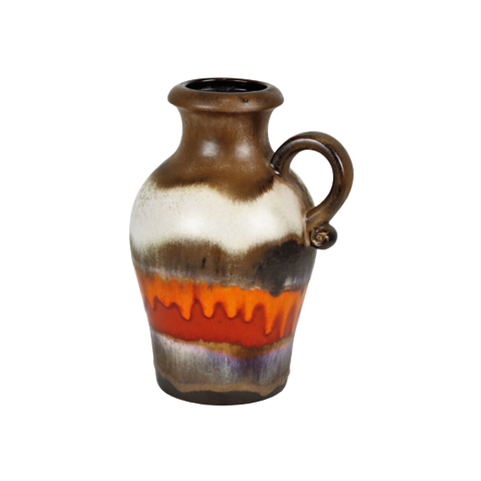Vintage Vaas Oranje Rood Bruin Oorvaas West Germany Scheurich 490 25 1