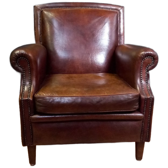 Schapenleren Vintage Clubfauteuil In Art Deco Stijl 1