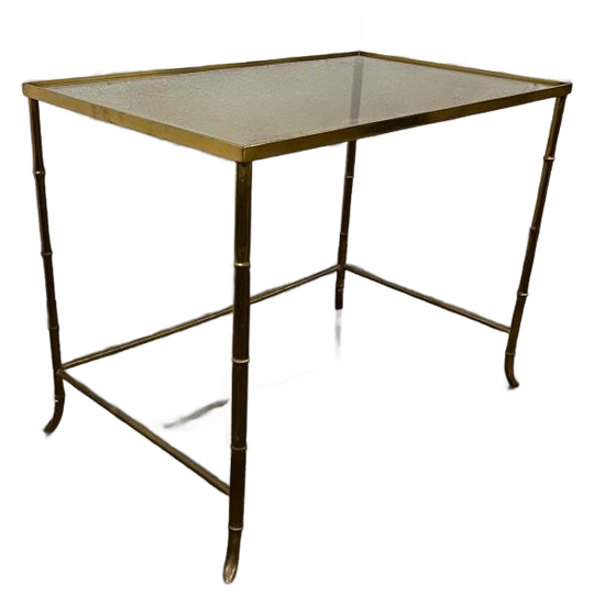 Vintage 'gouden' Bijzettafel / Side Table Met Fumé Glas 1