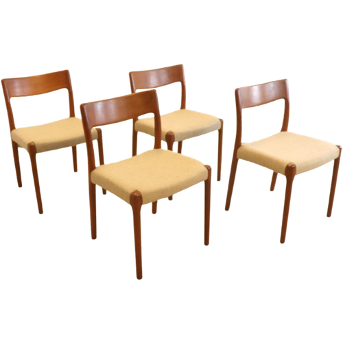 Set 4 Deense Vintage Eetkamerstoelen Stoelen