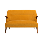 Geherstoffeerde Okergele Deense Design Sofa, 1960s thumbnail 1