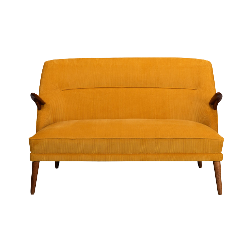 Geherstoffeerde Okergele Deense Design Sofa, 1960S