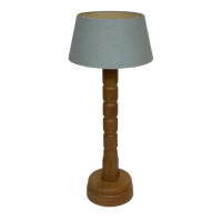 Vintage Pinewood Grenen Tafellamp Gedraaid Jaren 70 Design