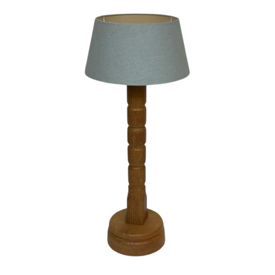 Vintage Pinewood Grenen Tafellamp Gedraaid Jaren 70 Design 1