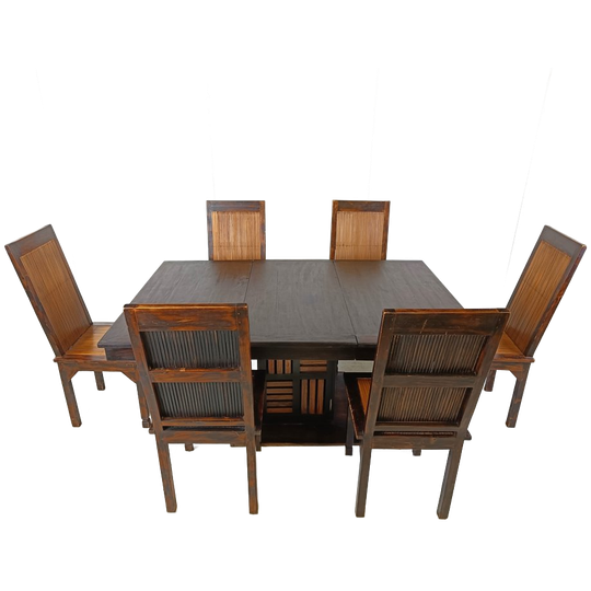 Mid Century Bamboo High Back Dining Chairs With Table, 1960s 1