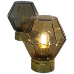 Vintage Plafondlamp, Wandlamp Glashütte Limburg - Rookglas thumbnail 1