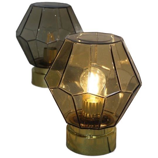 Vintage Plafondlamp, Wandlamp Glashütte Limburg - Rookglas 1