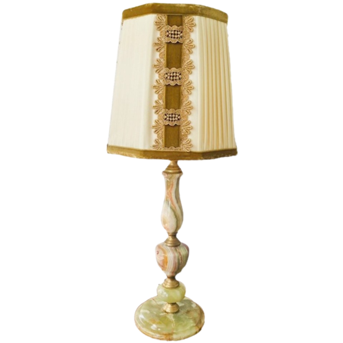 Vintage Marmeren Lampenvoet Met Barok Lampenkap