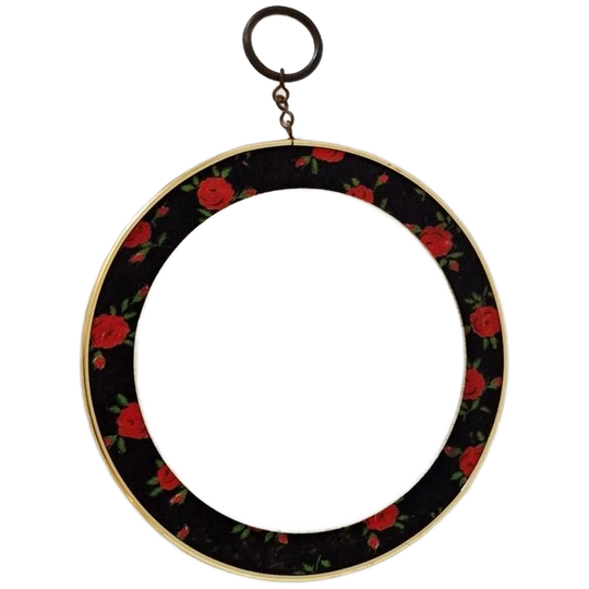 Vintage Fifties Ronde Wandspiegel Rozen Spiegeltje Spiegel 1