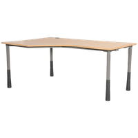 Kinnarps Bureau, Beuken Blad, 180 X 120 Cm, Hoogte Instelbaar Onderstel, Linkerhoek