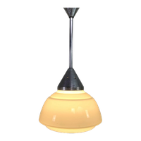 Art Deco Hanglamp Met Geribbelde Glazen Kap, Jaren 30