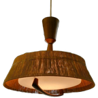 Vintage Design Hanglamp Temde Leuchten Sisal Teak 70s thumbnail 1