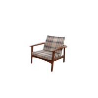 Vintage Design Fauteuil Teak + Nieuwe Stoffering Naar Wens