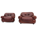 Set Sapporo Italiaanse Leren Fauteuils Mobil Girgi Jaren 70 thumbnail 1