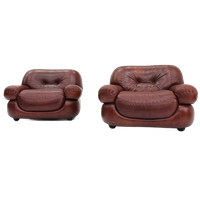 Set Sapporo Italiaanse Leren Fauteuils Mobil Girgi Jaren 70