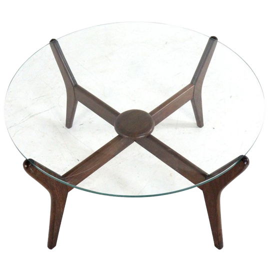 Ronde Salontafel Met Glas Vintage 'summerseat' 1