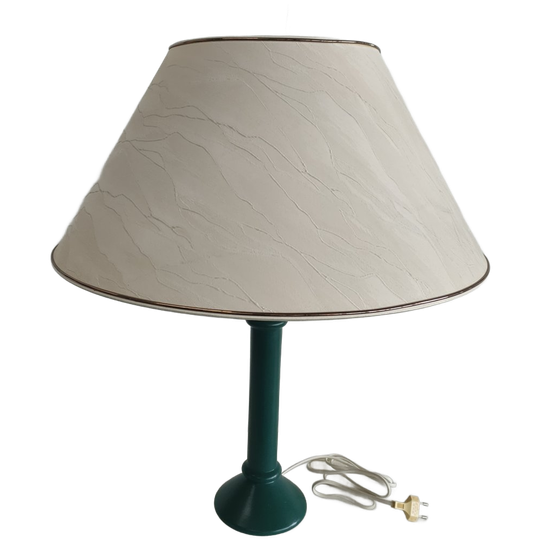 Vintage Tafellamp Kunststof Groene Voet Goudkleurige Topvitting 1
