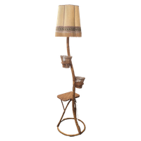 Vintage Rotan Lamp Met Plantenbakjes