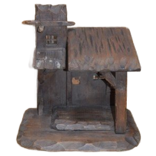 Volkskunst Houten Kerststal Uit 1960 Met Plek Voor Beelden Van 15 Cm 1