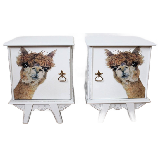 Set Van 2 Brocante Witte Nachtkastjes “alpaca” 1