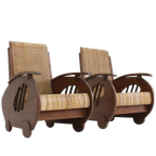 Set Art Deco Design Rattan Woven Lounge Chairs , 1930S Italy thumbnail 1