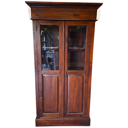 Teakhouten Vitrinekast, Servieskast Afm. 92x41cm En 173cm Hoog. 1