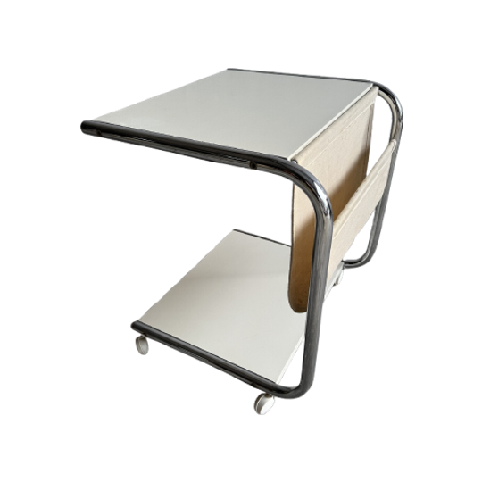 Jaren 80 Bijzet Tafel Met Magazine Houder. 1