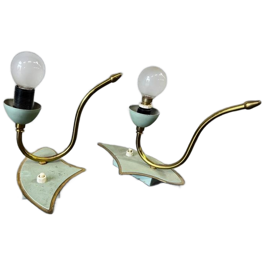 Set Van 2 Vintage Rockabilly Tafellampjes In Muntgroen 1