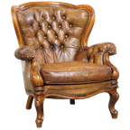 Charmante Antieke Barokke Schapenleren Chesterfield Fauteuil Met Een Mooi Patina thumbnail 1