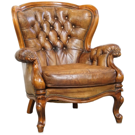 Charmante Antieke Barokke Schapenleren Chesterfield Fauteuil Met Een Mooi Patina 1