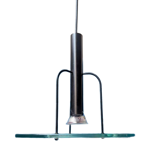 Vintage Hanglamp Glas/ Staal, Sölken Leuchten, 1980s 1