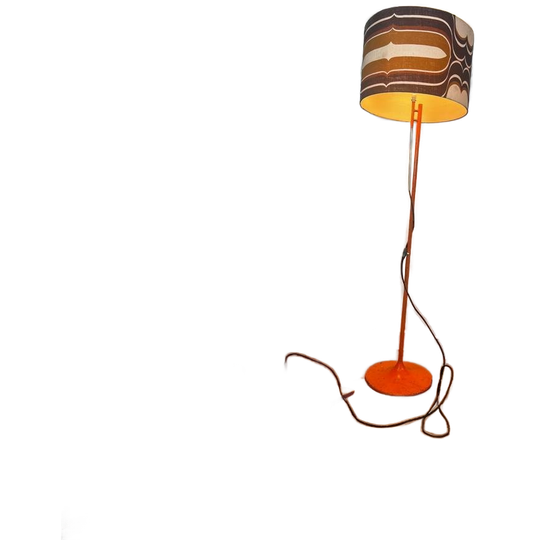 Vintage Seventies Staanlamp Met Oranje Trompetvoet 1
