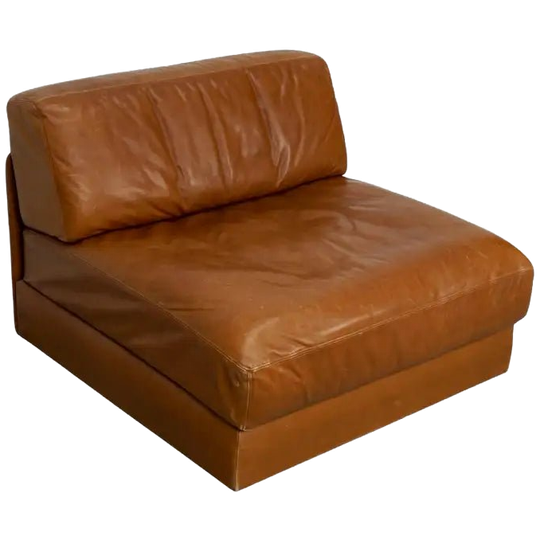 De Sede Ds 76 Lounge Chair / Sleeping Sofa Cognac Leather, Switzerland, 1970s 1