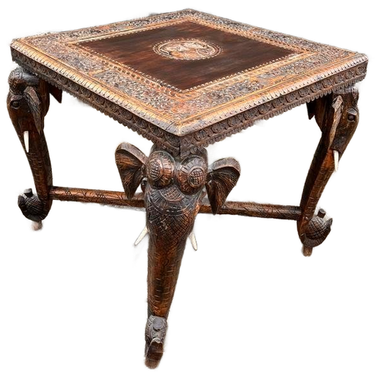 Antieke Anglo Indian Olifant Tafel Vintage 1