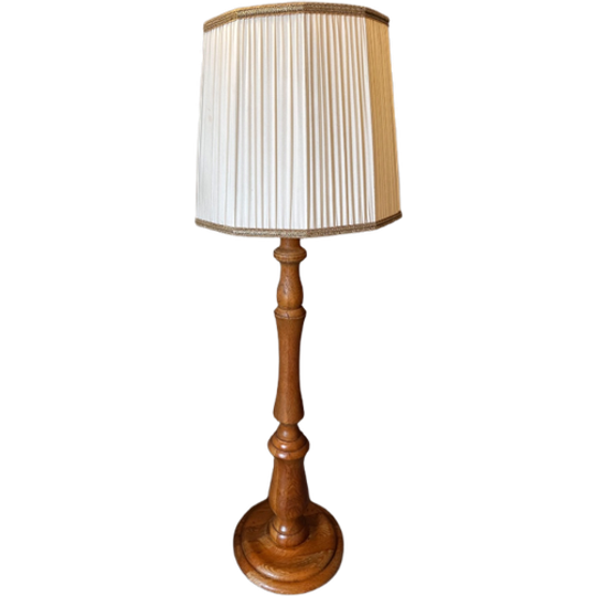 Staande Lamp Vloerlamp Hout Met Plissé Kap 1