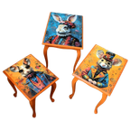 3 Oranje Bijzettafeltjes, Eclectisch, Muizen, Haas thumbnail 1