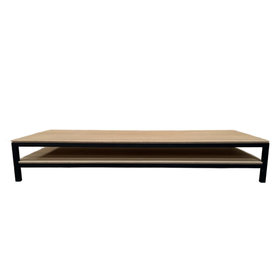 Salontafel Met Licht Eiken Met Zwart Metalen Frame (zware Uitvoering. 1