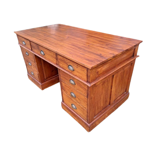 Licht Teakhouten Bureau, Schrijftafel, Desk 1